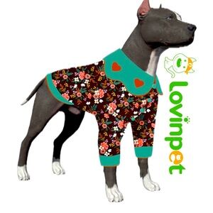LOVINPET Soft Cozy Flannel Dog Apparel In Menagerie Birch Eggplant Size Large